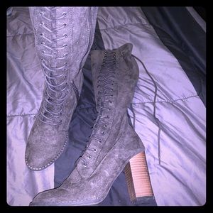 Zip up lace up booties